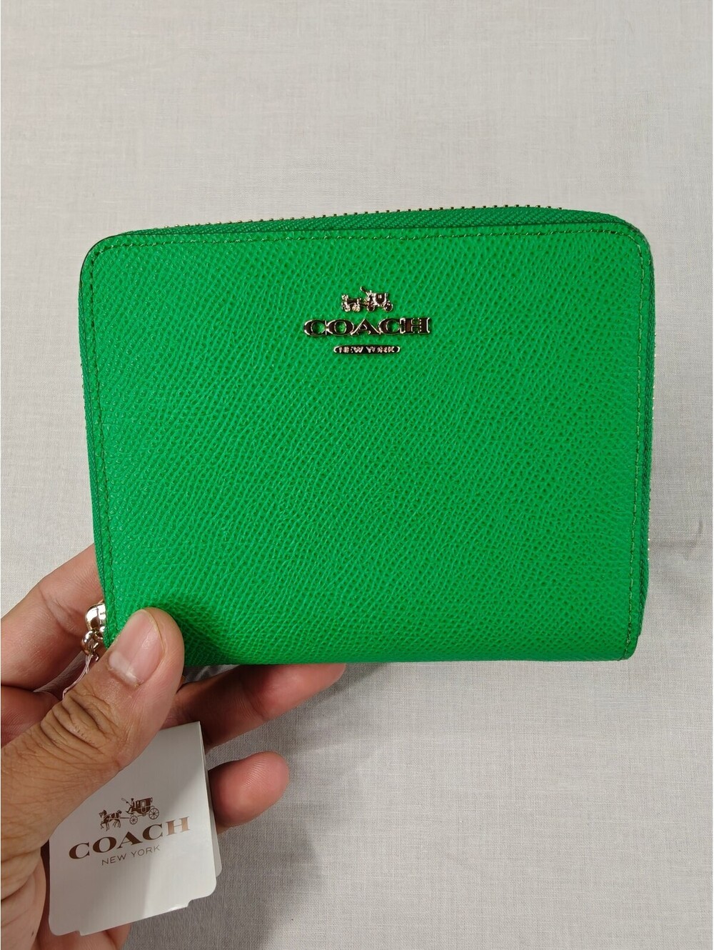 Coach 52766 Medium Continental Zip Wallet Green Leather NWT MSRP $165